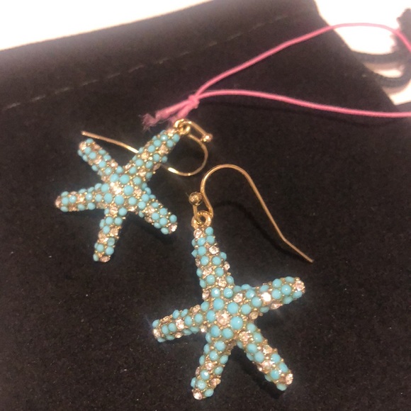 Turquoise & Cubic Zirconia Starfish Earrings-Boutique - Picture 2 of 8